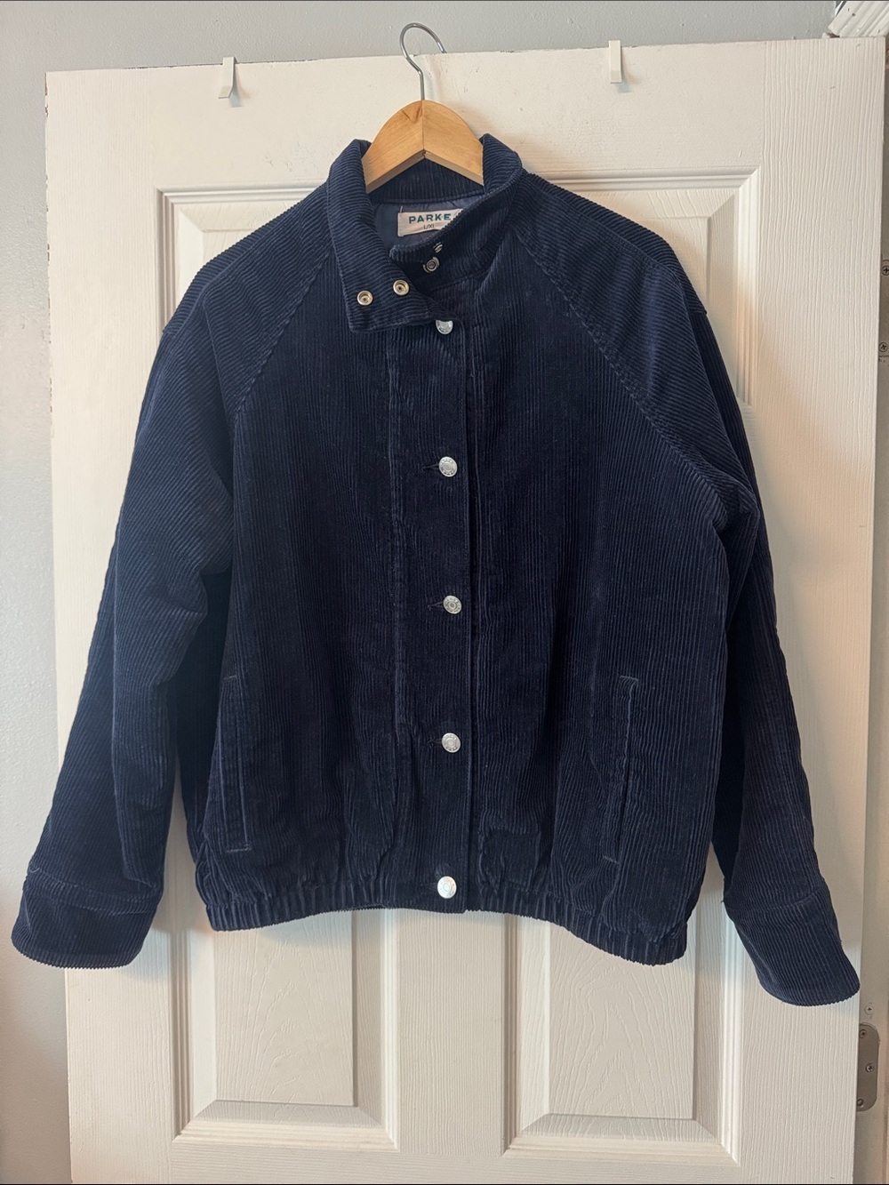 Parke Navy Lined Corduroy Bomber Jacket